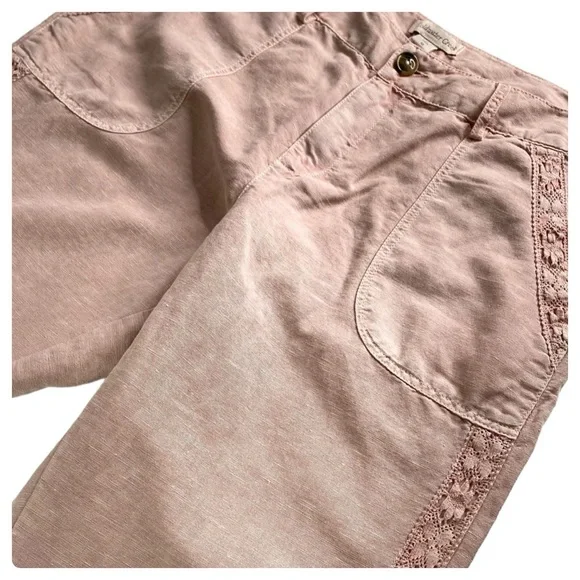 Coldwater Creek NWT Pale Mauve Lace Trim Cuffed Ankle Pant - Size 10 - Picture 16 of 16